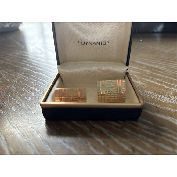 Men’s Vintage Dynamic Gold Tone Cuff Links Patterned - Picture 3 of 5